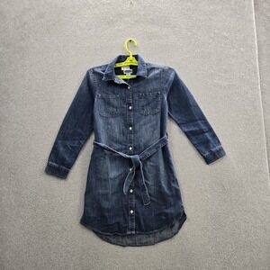 Old Navy Girls Dress L (10-12) Blue Denim Shirt Dress Long Sleeve